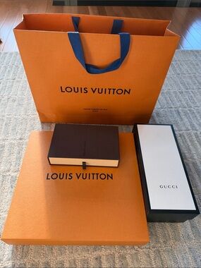 Louis Vuitton Orange Gift Bag & Designer Boxes